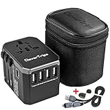 CleverTrips™ Universal Reiseadapter Reisestecker Alles In Einem Weltweit Internationales Ladegerät Netzstecker Travel Adapter mit 5.6A Smart Power USB und 3.0A USB Typ-C für USA EU UK AUS (Black)