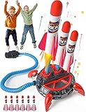 HOPOCO Spielzeug-Raketenwerfer für Kinder, Upgrade 3 kontinuierliche Shots Launcher Design, Jump Rakete Launcher mit 6 Schaumstoff-Raketen, lustiges Outdoor-Spielzeug für Kinder, ab 3 J