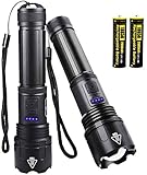 WholeFire 2er Pack LED Taschenlampe Super Hell 3000 Lumen USB Wiederaufladbare Leistungsstarke XHP50 Taschenlampe Zoombare Tragbar Taschenlampe für Camping im F