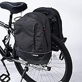 Lohca Doppelte Fahrradtasche 35L Wasserdicht 2in1 Multifunktion Fahrradrucksack Gepäckträger mit 210D Regenhaube Easy-Hin&Abmachen Gepäcktasche Hinten MTB, Dunkelg