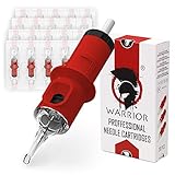 WARRIOR Red Tattoo Patronen Nadeln Professionelle Sterilisierte mit E.O Gas Tattoo Needle Cartridge Round Shader 20 Stück 316L Chirurgischer Stahl Einweg Permanent Make-up (RED-1218RS)