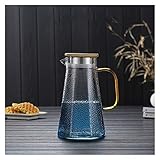 LICAILONGJIN7 Wasserkrüge Blauer Glaskrug mit Deckel und Griff einfach sauber hitzebeständige Borosilikatglas-Teekanne für Saft, Milch, kalte oder heiße Getränke Wasserkrug (Capacity : 1.1L)