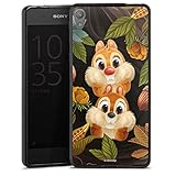 DeinDesign Silikon Hülle kompatibel mit Sony Xperia E5 Case schwarz Handyhülle Disney Chip und Chap Offizielles Lizenzproduk
