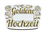 Tischkarten Tischkärtchen Goldene 50. Hochzeit Platzkärtchen Platzkarten Namensschilder recycelbar,stabil 3mm dick,beschriftbar,3D-Effekt (2 Varianten) (Goldene Hochzeit 10er)