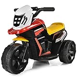 COSTWAY 6V Elektro Motorrad mit Musik und Hupe, Dreirad Kindermotorrad bis 2km/h, Elektromotorrad mit Vor- und Rückwärtsschalter, Elektrofahrzeug für Kinder von 3 bis 5 J