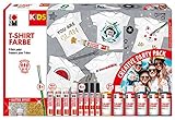 Marabu 0308000000101 - KiDS T-Shirt Party Pack, kreatives Set für bis zu 8 Kinder zum Gestalten und Verzieren von hellen Textilien, ideal für den Kindergeburtstag