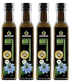 Kräuterland - Bio Schwarzkümmelöl gefiltert 1000ml (4x250ml) - 100% rein, schonend kaltgepresst, ägyptisch, vegan - Frischegarantie: täglich mühlenfrisch direkt vom H