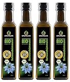 Kräuterland - Bio Schwarzkümmelöl gefiltert 1000ml (4x250ml) - 100% rein, schonend kaltgepresst, ägyptisch, vegan - Frischegarantie: täglich mühlenfrisch direkt vom H