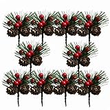 Amosfun 10 Stücke Beerenzweige Tannenzweige Dekozweige Blumenstrauß Künstliche Beeren Zweige für Weihnachten Kranz und Girlande DIY Baumschmuck Christbaumschmuck