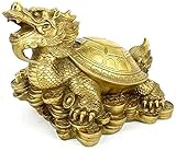 Feng Shui Drachenschildkröte Reines Kupfer Statue Bestes Einweihungsgeschenk Gratulationsgeschenk Drachenschildkröte sitzt auf der Statue, um den Reichtum zu schü