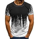 Xmiral Tops Sweatshirt Herren Slim Fit Short Sleeve/Langarm-Muskel-beiläufige Hemden(L,Kurze Ärmel-Weiß)