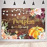 Herbst Kürbis Baby Dusche Hintergrund für Fotografie Holzmaserung Süße Mädchen Herbst Blumen Schwangerschaft Ankündigung Party Hintergrund Photo Booth Hintergrund Stoff Schild Plak