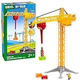 BRIO World 33835 Großer Baukran mit Licht – Zubehör für die BRIO Holzeisenbahn – Empfohlen für Kinder ab 3 J