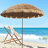WYZQ Strohgedeckter Patio Tiki Regenschirm, Hawaiian Beach Sunbrella, tragbarer runder Garten wasserdichter Regenschirm, natürliche Farbe, Gepäck