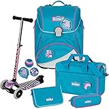 DOLPHINS - Delfin - Scout Alpha mit Funny Snaps® Schulranzen-Set 5tlg. - BALANCE-SCOOTER mit Leucht-Rädern GRATIS DAZU