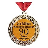Larius Group Medaille Orden zum Jubiläum 90 Jahre Auszeichnung Ehrenorden zum Geburtstag Geschenk Jubilar Persönlichen Orden Wunschtext (mit Halsband)