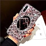 Herbests Kompatibel mit Samsung Galaxy Note 10 Plus Hülle Glänzend Glitzer Bling Strass Diamant Spiegel Handyhülle Mädchen Durchsichtig Kristall Steine Hülle Schutzhülle Bumper Case Tasche,R