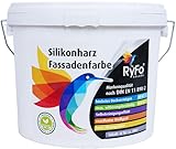 RyFo Colors Silikonharz Fassadenfarbe 6l (Größe wählbar) - hochwertige Silikon Außen-Farbe-Dispersion, weiß, abtönbar, wasserabweisend, Abperleffekt, Wetterschutz, hohe Deckkraft, lö