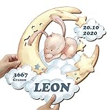 Elbeffekt Häschen Wandlampe aus Holz - personalisierbares Geschenk - Geburtsgeschenk Mädchen personalisierte Geschenke Baby Taufgeschenk - Baby Namensgeschenke aus E