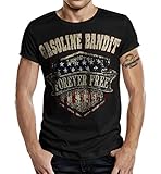 Gasoline Bandit Biker Racer T-Shirt - Forever Free Big Size Print L