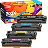 Amstech Kompatible Tonerkartusche als Ersatz für HP 203X 203A CF540X CF540A Color Laserjet Pro MFP M281fdw M254dw M281fdn M281cdw M280nw M254nw M254dn M281 (Schwarz Cyan Gelb Magenta, 4er-Pack)