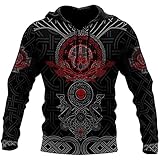 SJJMYM Viking Warriors Tattoo 3D Gedruckter Herren Hoodie Nordische Mythologie Odin Kapuzen Sweatshirt Herbst Pullover Jacke Unisex Sportbekleidung,Hoodie,6XL