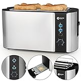 Balter Toaster 4 Scheiben ✓ Brötchenaufsatz ✓ Auftaufunktion ✓ Brotzentrierung ✓ Krümelschublade ✓ Edelstahlgehäuse ✓ Farbe: Silber (4 Scheiben) (4 Scheiben)