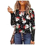 HHOP Weihnachten Herbst Oberteile Damen Bluse elegant Damen bluzki damskie NA lato blusen schwarz Damen Damenpullover Langarm Winter Sale bluzki damskie NA lato floryday D