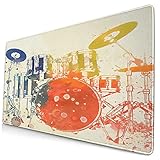 Nettes Mauspad ，Schlagzeug Set Schlagzeuger Bunte Aquarell Becken,Rechteckiges rutschfestes Gummi-Mauspad für den Desktop, Gamer-Schreibtischmatte, 15,8 'x 29,5'