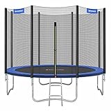 SONGMICS Trampolin Ø 305 cm, rundes Gartentrampolin mit Sicherheitsnetz, mit Leiter und gepolsterten Stangen, Sicherheitsabdeckung, TÜV Rheinland getestet, sicher, Outdoor, schwarz, blau STR10FT