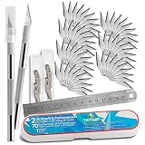 Tritart Skalpell Set I Hobbymesser Set 2 Skalpelle 70 Ersatzkingen in 2 Boxen 15cm Lineal 1 große Sicherheitsbox zur Aufbewahrung I für DIY Projekte und Basteln I