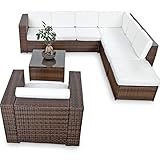 XINRO® XXL 22tlg. Gartenmöbel Lounge Set günstig + 1x (1er) Lounge Sessel - Lounge Möbel Polyrattan Sitzgruppe Garnitur - In/Outdoor - mit Kissen - handgeflochten - b