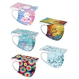 50 Stück Mundschutz Kinder Einweg 3-lagig mit Motiv Bunt Mund Nasenschutz Cartoon Druck Tücher Atmungsaktiv Mund-Tuch Bandana Halstuch S