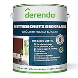 Derendo Holzfarbe rot, 750ml seidenglänzend, Wetterschutzfarbe für Außen, Holzschutzfarbe mit hoher Deckkraft, wasserverdünnbar (750ml, schwedenrot RAL 3011)