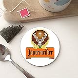 BigBazza Runde runde runde Holz-Untersetzer für Kaffee, Tee, Büro, Küche, Tasse, Arbeitstasse – Jägermeister Getränke, Alkoholbar, Kneipe, Schuppen, Männerhö