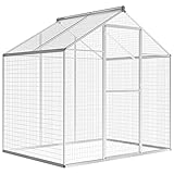 Atlojoys Außenvoliere Aluminium, Outdoor Hühnerkäfig Voliere,Tierlaufstall,Kleintierstall, 178 x 122 x 194