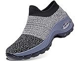 IYVW 1839 Damen Laufschuhe Atmungsaktiv Turnschuhe Schnürer Sportschuhe Sneaker Grau 38 EU