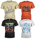 4er Pack Herren lässige T-Shirts für Jeans mit Frontprint und Rundhalsausschnitt (S, Collection 2)