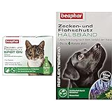 beaphar Zecken- und Flohschutz Spot On für Katzen, Zecken- und Flohschutz mit Margosa Extrakt, 3 x 0,8 ml & & Flohschutz Halsband für Hunde | Zeckenschutz für Hunde | Wasserfest | 1 ST