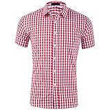 Hemd Herren Regular Fit Kent Kragen Kariert Shirt Herren Sommer Kurzarm Shirt Herren Business Work Lässig Tops Herren Klassische Knopfleiste Hemd H