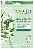 Garnier Tuchmaske, Gesichtsmaske für normale und Mischhaut, Ausgleichend und feuchtigkeitsspendend, Mit Hyaluronsäure und Grünem Tee, Hydra Bomb, 28 g