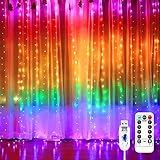 LED Lichtervorhang 3M 280LED VorhangLichterketten mit 8 Modi, Farbwechsel Regenbogen USB Fenster Lichterkette Wand Wasserfall Lichterkette Innen für Weihnachten Party Deko (Size : 1pack)