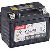 Accurat LiFePO4 Motorradbatterie YTX4L-BS 5,3Ah 100A 12V LFP-Technologie + LCD Display Roller Starterbatterie in Erstausrüsterqualität vorgeladen wartung
