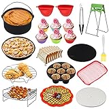 Luftfritteusen Zubehör 16 Stück 8 Zoll Heißluftfritteuse Zubehör Set Airfryer Einsatz für General XXL Leistung Pass alle 4.5QT-6.8QT für Instant Topf Mikrowelle und O