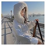 XUXFANG Daunenjacke Daunenjacke weibliche Langen Abschnitt Lose weiße Samt Dicke Nudelkleidung mit Kapuze warmes Äußeres Set (Color : White A, Size : L)