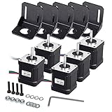 Mcwdoit 5 PCS NEMA 17 Schrittmotor Bipolar 2.0 A 83.6oz. in (59ncm) 47 mm Körper 4-lead W/1 m Pin Kabel + 5 PCS NEMA 17 Montagehalterung für 3D Drucker/CNC