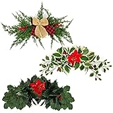 GBLDLY Weihnachtsgirlande, rote Beeren, Tannenzapfen, dekorativer Bogenkranz, handgefertigte Girlande für Haustüre, Blumenarrangements, Hochzeit, Tafelaufsätze, Hintergrund, Wanddek