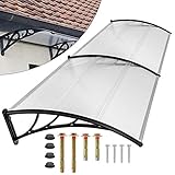 Vordach für Haustür, Haustürdach Haustür Pultvordach aus 5 mm Dicke Transparentes Polycarbonat und Aluminium Rahmen, Sonnenschutz Regenschutz Vordach für Garage Balkon Fenster Haus 150 x 93