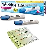 Vorteilspack - 20 proMatris Ovulationstests 10 miu/ml + 2 Clearblue Schwangerschafts-Frühtests - Frühe Erkennung Digital und Schnell & E