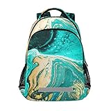 Türkis Marmor Naturstein Mineral Rucksack Jungen Schulrucksack Mädchen Schulranzen Kinder Reflektierender Schultasche Kinderrucksack Für S